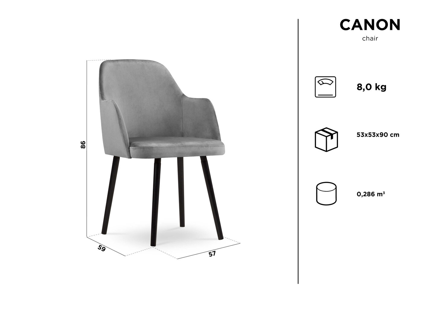 Kėdė Kooko Home Canon 86, šviesiai mėlyna kaina ir informacija | Virtuvės ir valgomojo kėdės | pigu.lt