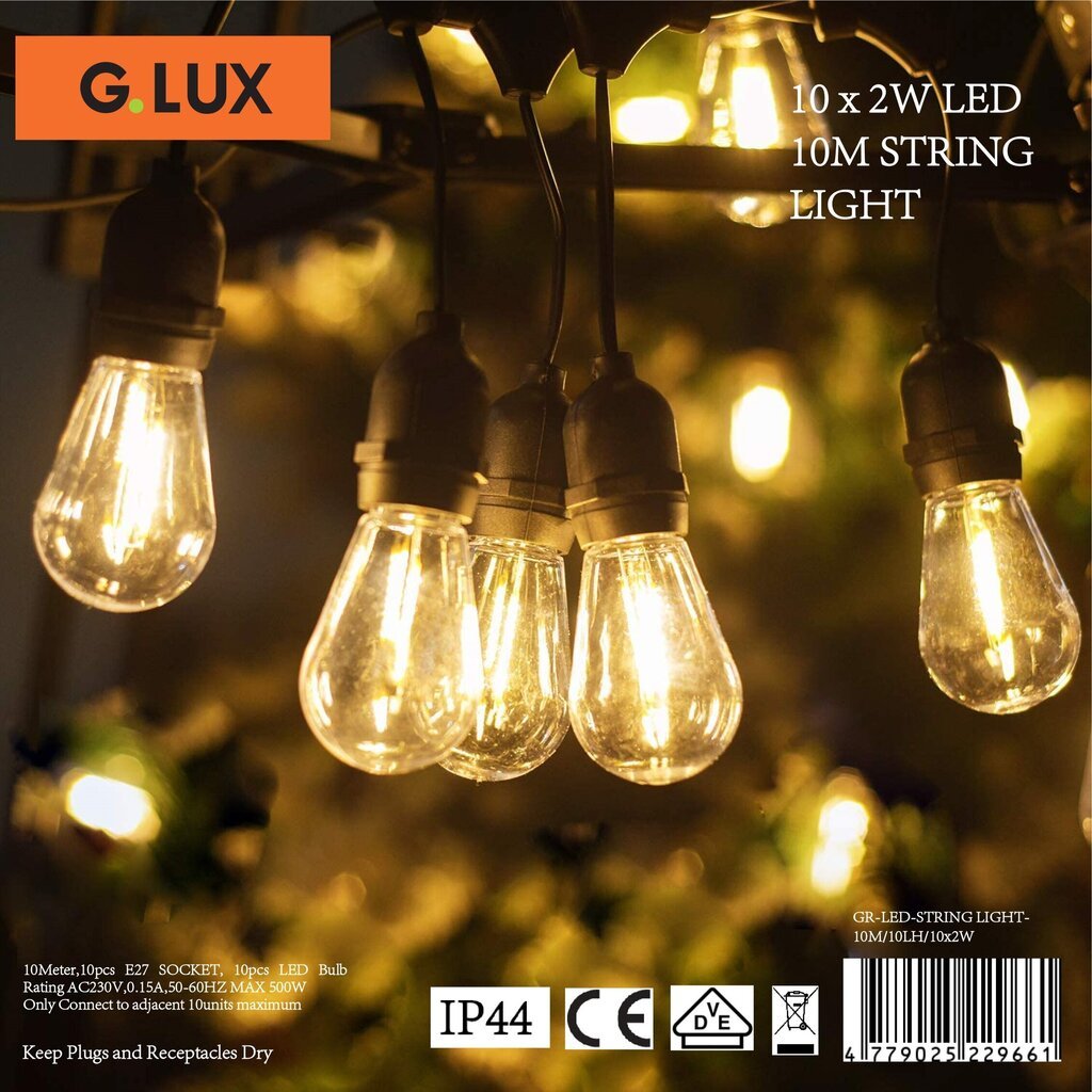 LED lauko girlianda G.LUX GR-LED-STRING 20W kaina ir informacija | Lauko šviestuvai | pigu.lt