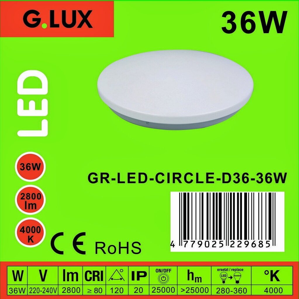 LED šviestuvas G.LUX GR-LED-CIRCLE-36W kaina ir informacija | Lubiniai šviestuvai | pigu.lt