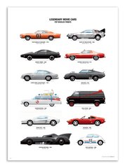 Plakatas Legendary Movie Cars 50 x 70 cm kaina ir informacija | Reprodukcijos, paveikslai | pigu.lt