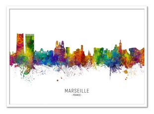 Plakatas Marseille France Skyline (Spalvota) 50 x 70 cm kaina ir informacija | Reprodukcijos, paveikslai | pigu.lt