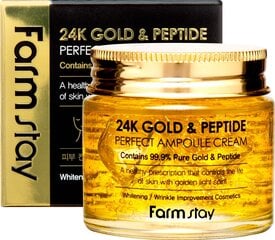 Ампульный крем с золотом и пептидами FARM STAY 24K Gold & Peptide Perfect Ampoule Cream, 80 мл цена и информация | Сыворотки для лица, масла | pigu.lt