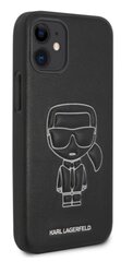 Чехол Karl Lagerfeld KLHCP12SPCUIKWH с тиснением PU для Apple iPhone 12 Mini, черный цена и информация | Чехлы для телефонов | pigu.lt