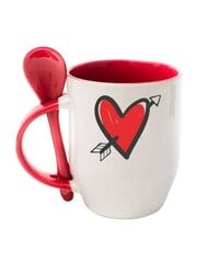 Puodelis su šaukšteliu Meilė širdyje kaina ir informacija | Originalūs puodeliai | pigu.lt