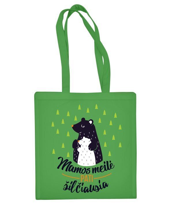 Medvilninis pirkinių krepšys Mamos meilė, žalias цена и информация | Pirkinių krepšiai | pigu.lt