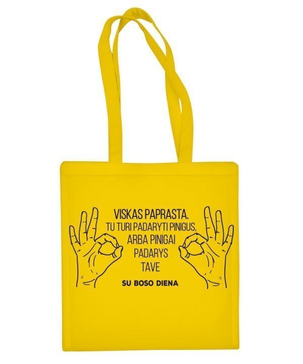 Medvilninis pirkinių krepšys Viskas paprasta, geltonas цена и информация | Pirkinių krepšiai | pigu.lt
