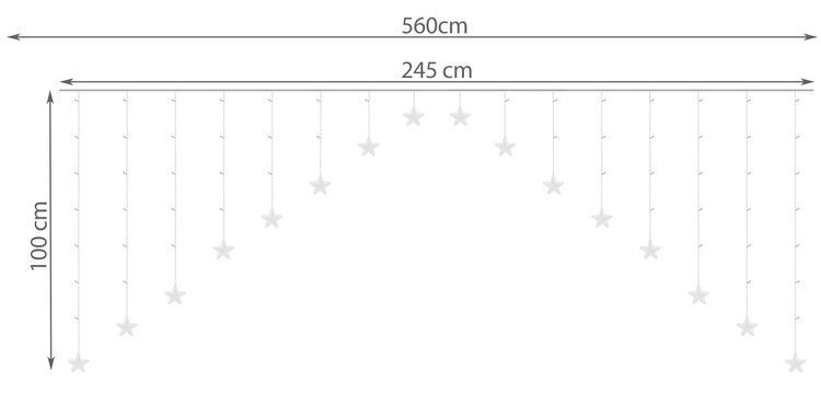 Girliandų užuolaida Žvaigždės, 136 LED цена и информация | Girliandos | pigu.lt