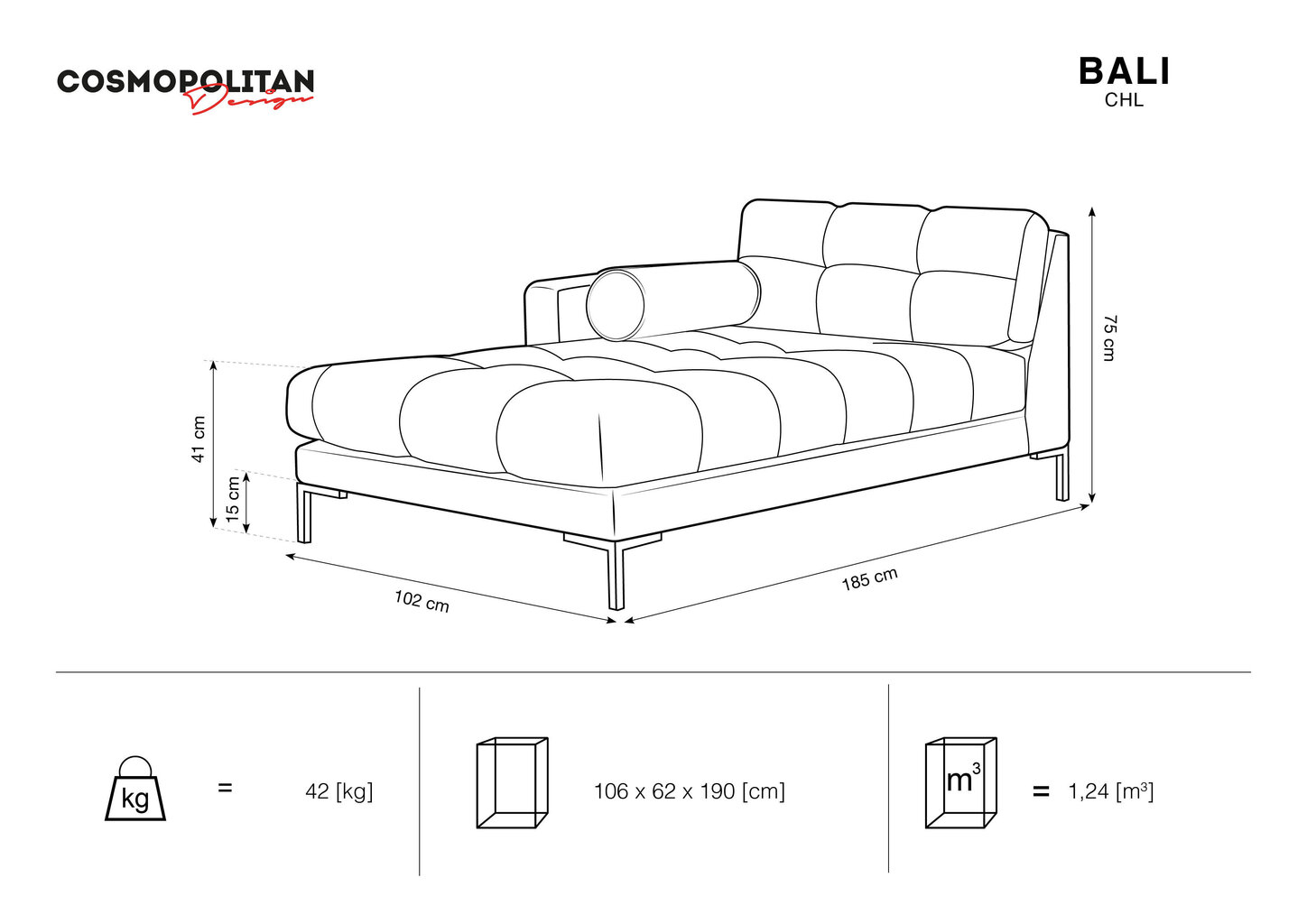 Kušetė Cosmopolitan Design Bali, geltona/aukso spalvos kaina ir informacija | Sofos | pigu.lt