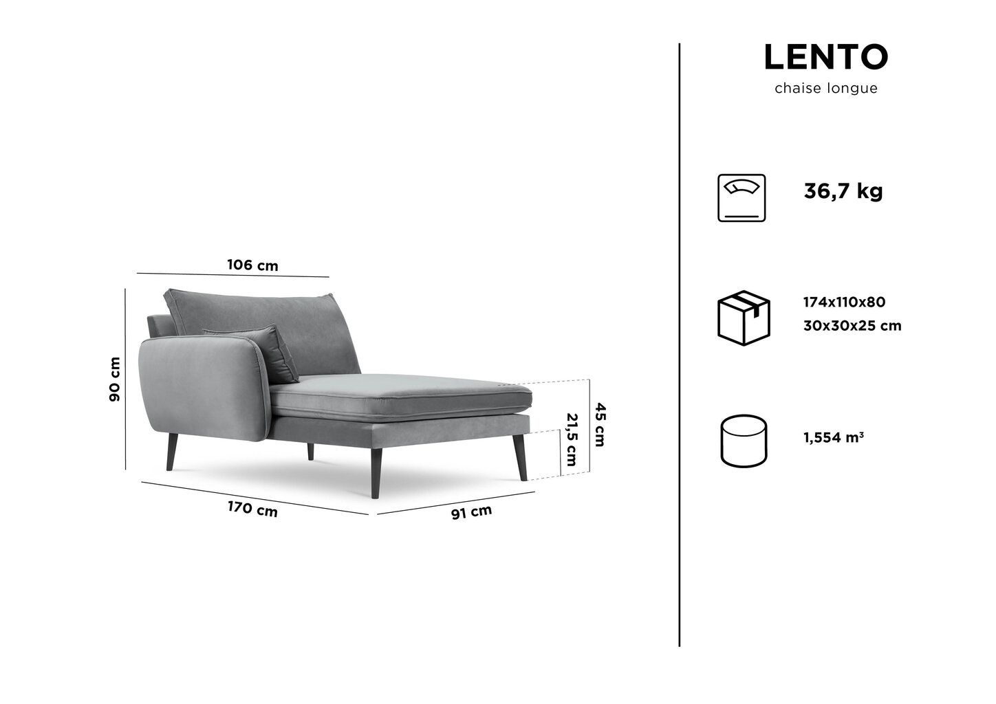 Kušetė Kooko Home Lento, smėlio spalvos/juoda цена и информация | Sofos | pigu.lt