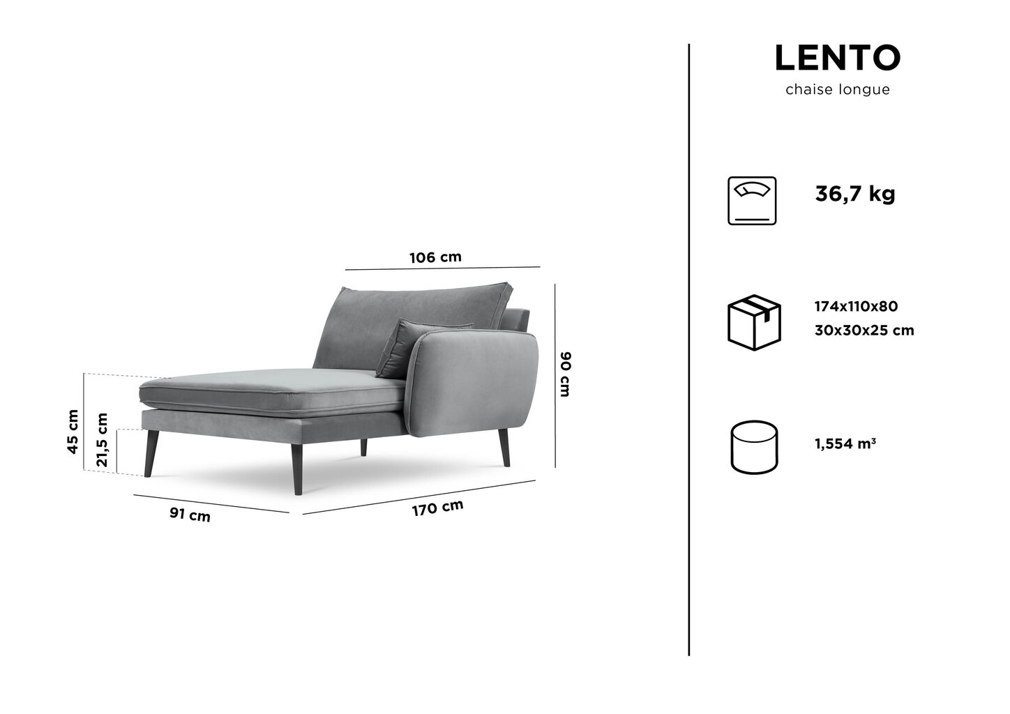 Kušetė Kooko Home Lento, tamsiai mėlyna kaina ir informacija | Sofos | pigu.lt