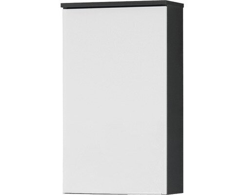 Viršutinė vonios spintelė Kara 1D, tamsiai pilka/balta kaina ir informacija | Vonios spintelės | pigu.lt