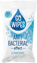 Влажные салфетки с D-пантенолом Go Wipes, 15 шт. цена и информация | Ватная продукция, влажные салфетки | pigu.lt