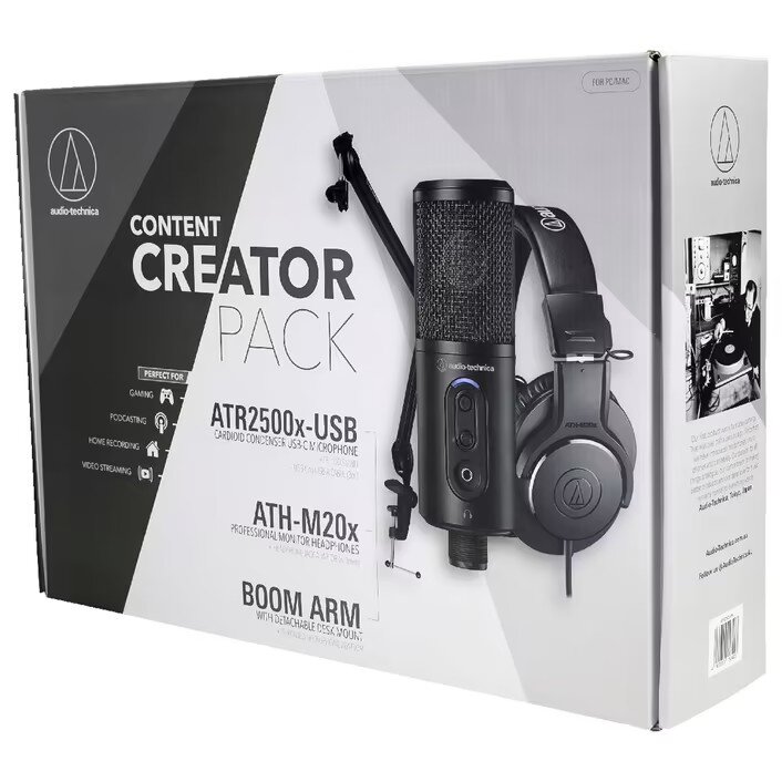 Audio Technica ATR2500x-USB + ATH-M20x + Boom Arm цена и информация | Ausinės | pigu.lt