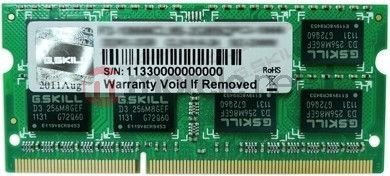 G.Skill 4GB DDR3 1600 MHz PC3-12800 204-Pin (F3-12800CL11S-4GBSQ) kaina ir informacija | Operatyvioji atmintis (RAM) | pigu.lt