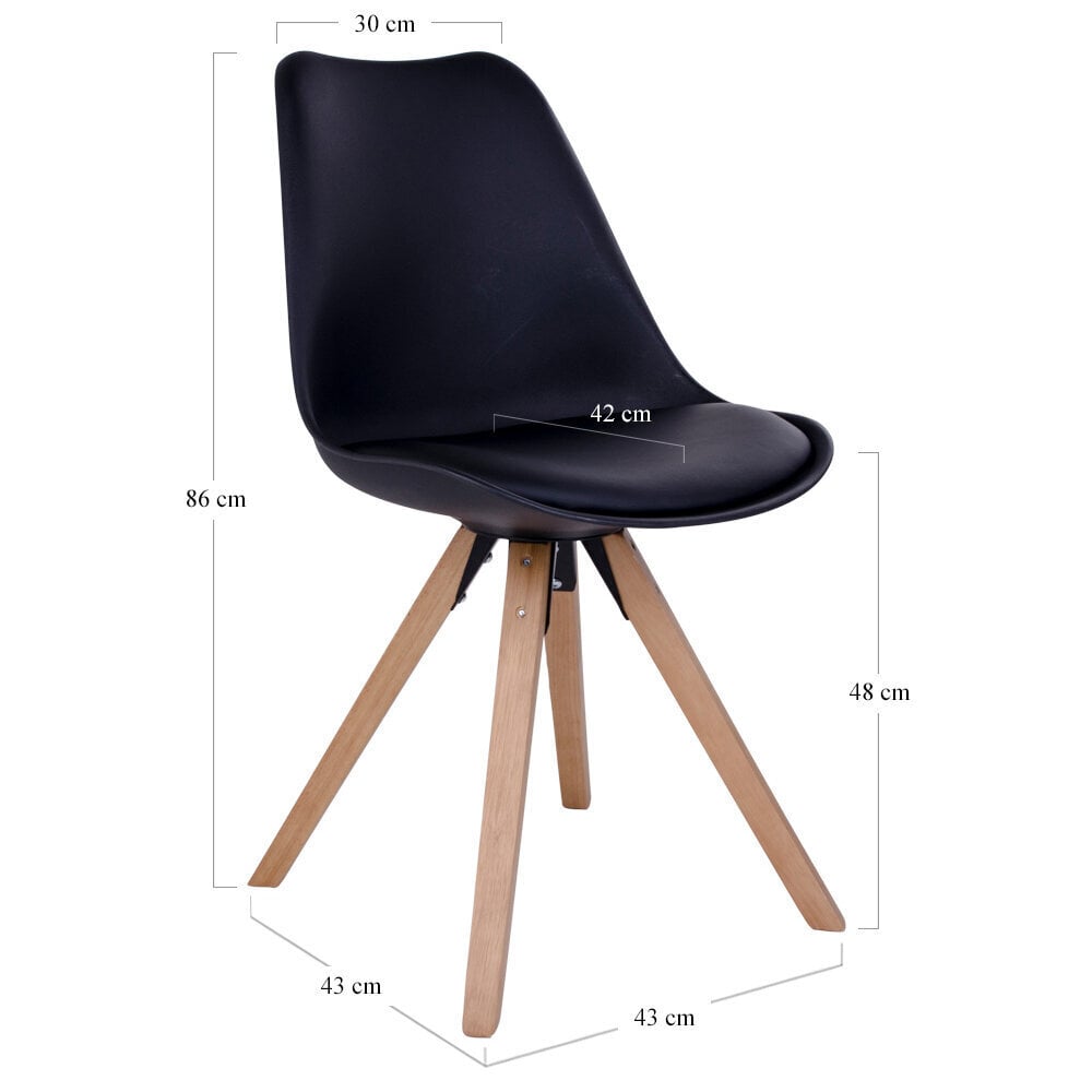 Valgomojo kėdžių komplektas Bergen, 2 vnt., juoda kaina ir informacija | Virtuvės ir valgomojo kėdės | pigu.lt