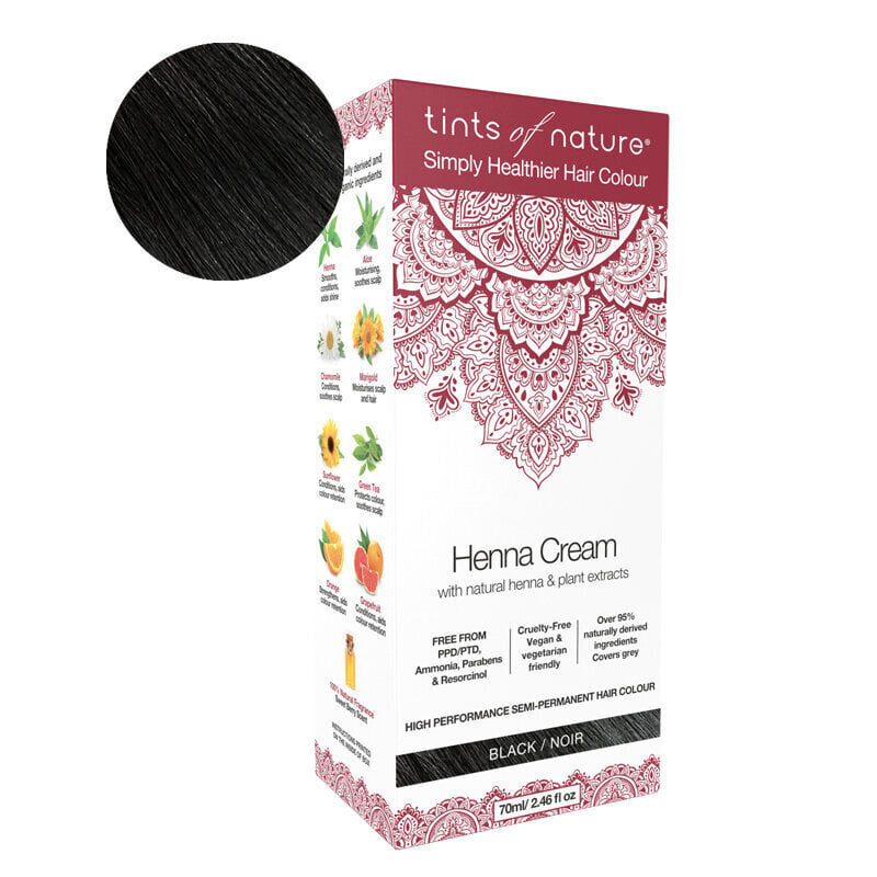 Tints of nature Henna Cream Black plaukų dažai 70 ml kaina ir informacija | Plaukų dažai | pigu.lt