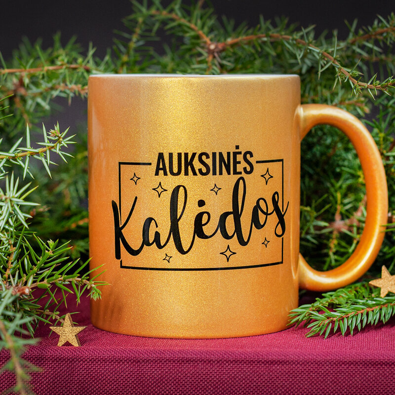 Puodelis "Auksinės Kalėdos" kaina ir informacija | Originalūs puodeliai | pigu.lt