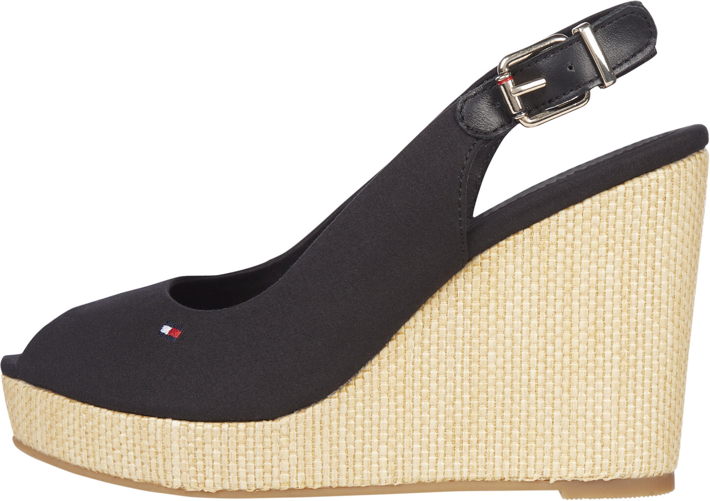 Espadrilės Tommy Hilfiger Iconic Elena Sling Back Wedge, juodos цена и информация | Basutės moterims | pigu.lt