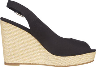 Espadrilės Tommy Hilfiger Iconic Elena Sling Back Wedge, juodos kaina ir informacija | Basutės moterims | pigu.lt