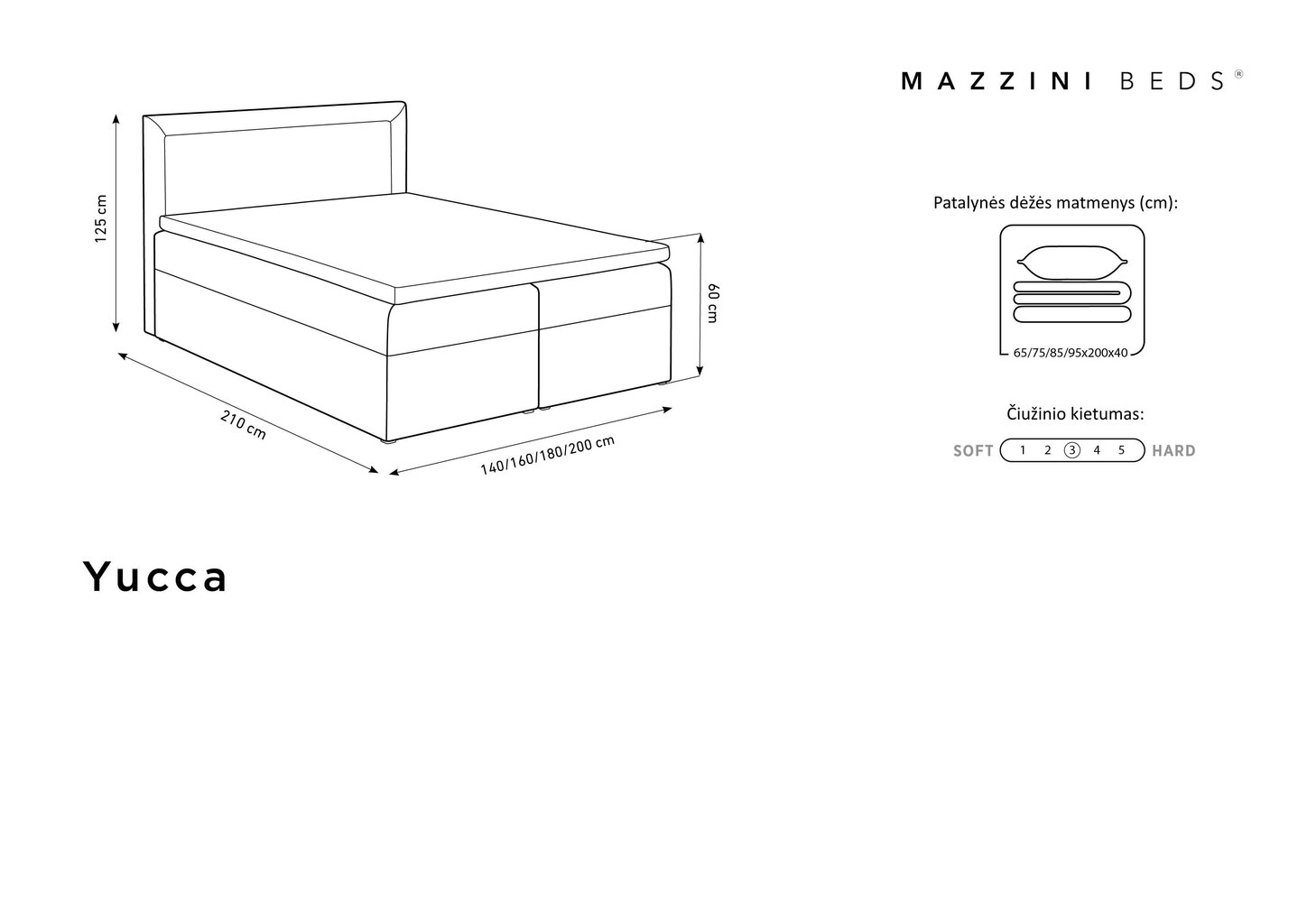 Lova Mazzini Beds Yucca 200x200cm, šviesiai mėlyna kaina ir informacija | Lovos | pigu.lt