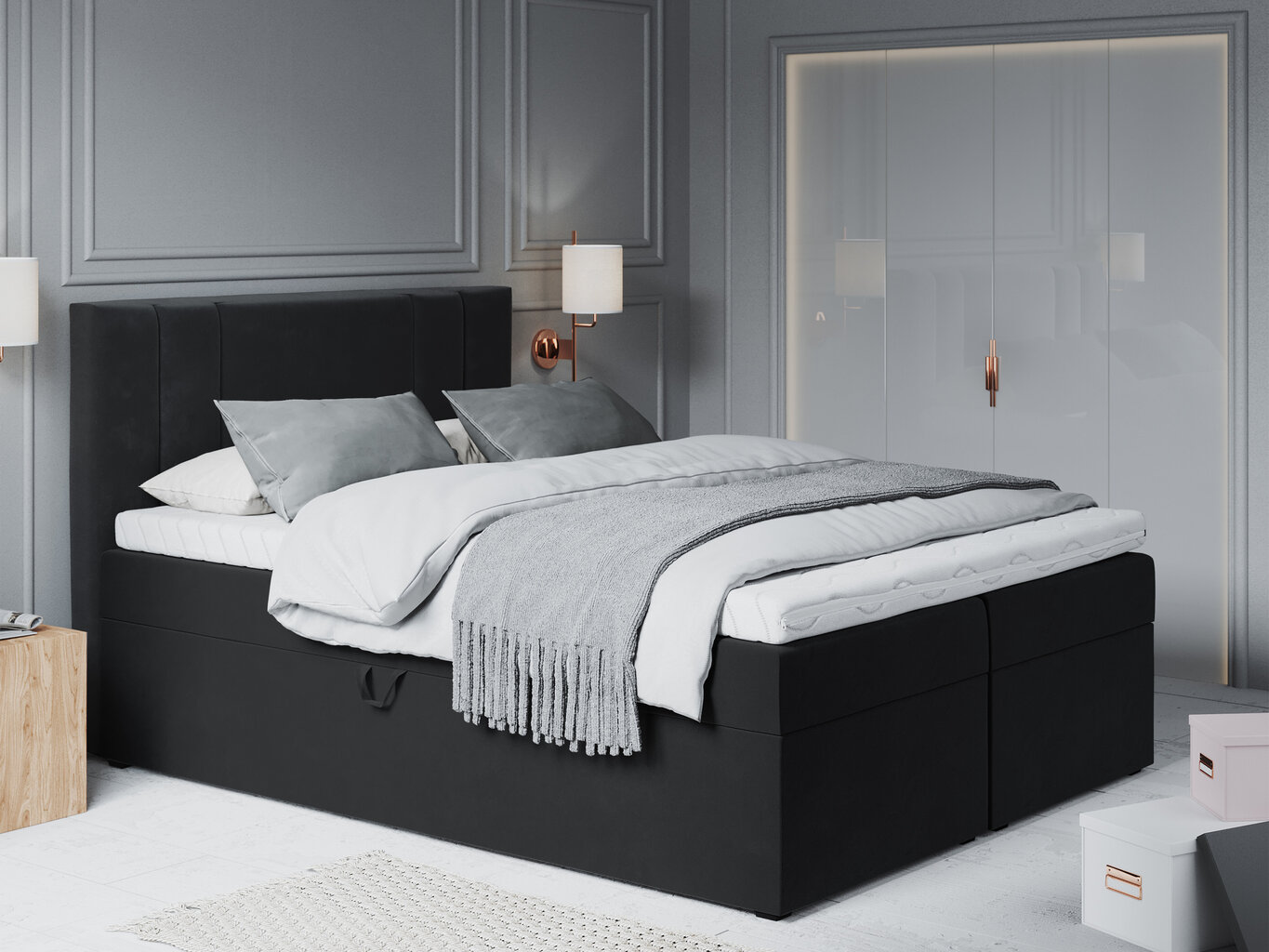 Lova Mazzini Beds Afra 200x200 cm, juoda цена и информация | Lovos | pigu.lt