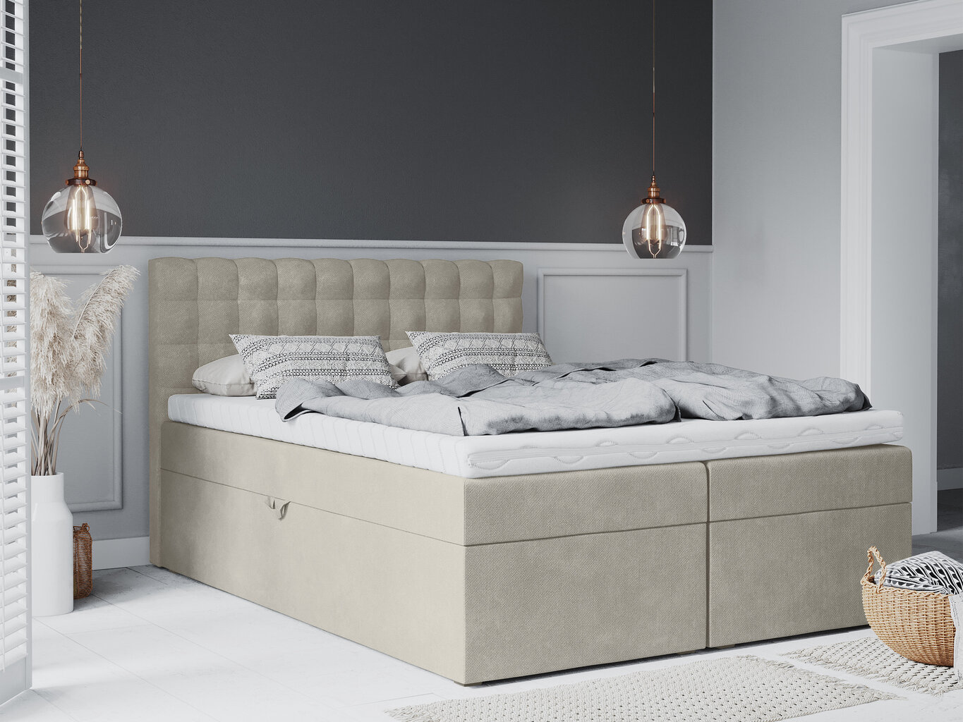 Lova Mazzini Beds Jade 200x200 cm, smėlio spalvos kaina ir informacija | Lovos | pigu.lt