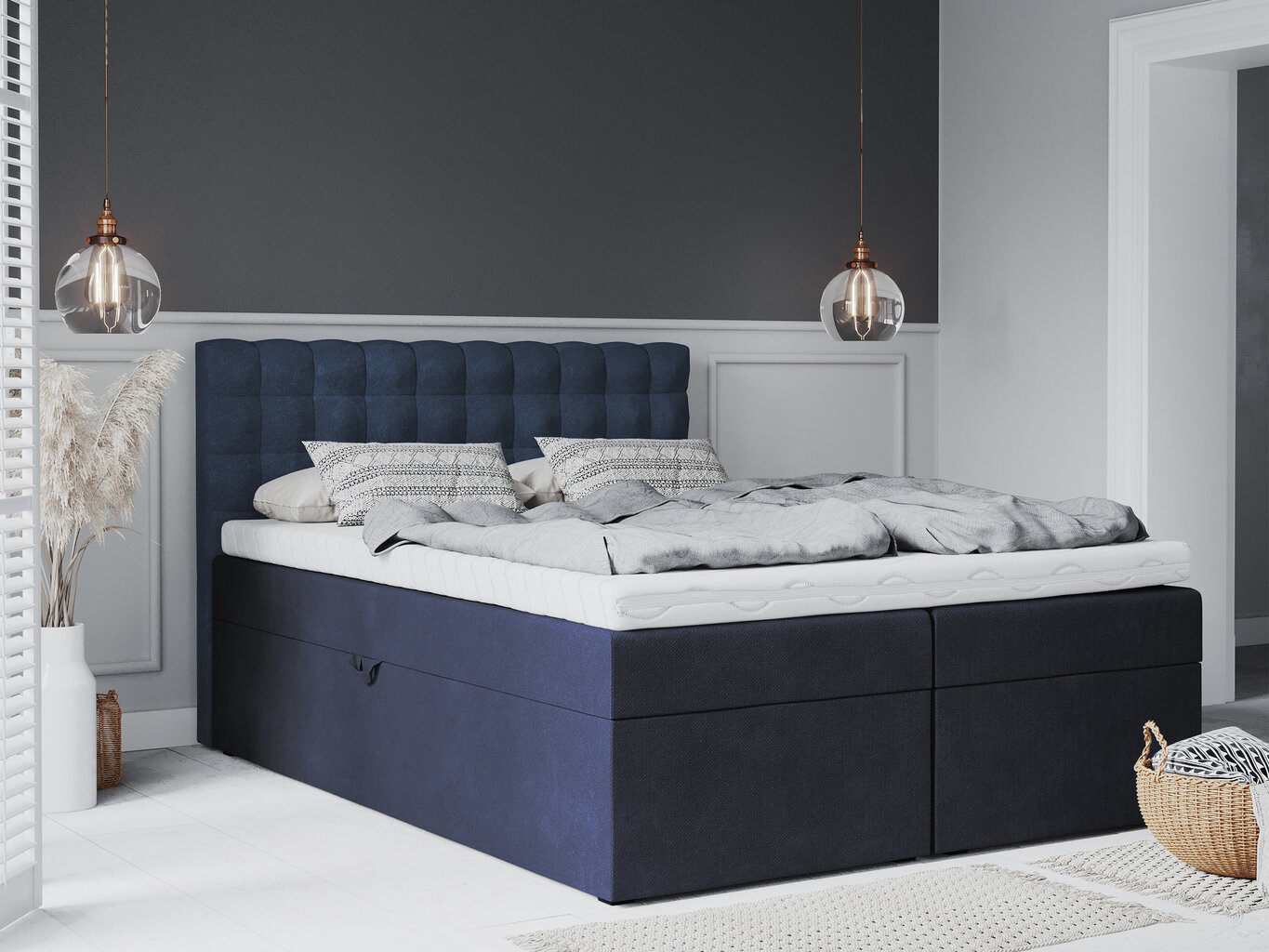 Lova Mazzini Beds Jade 200x200 cm, tamsiai mėlyna kaina ir informacija | Lovos | pigu.lt