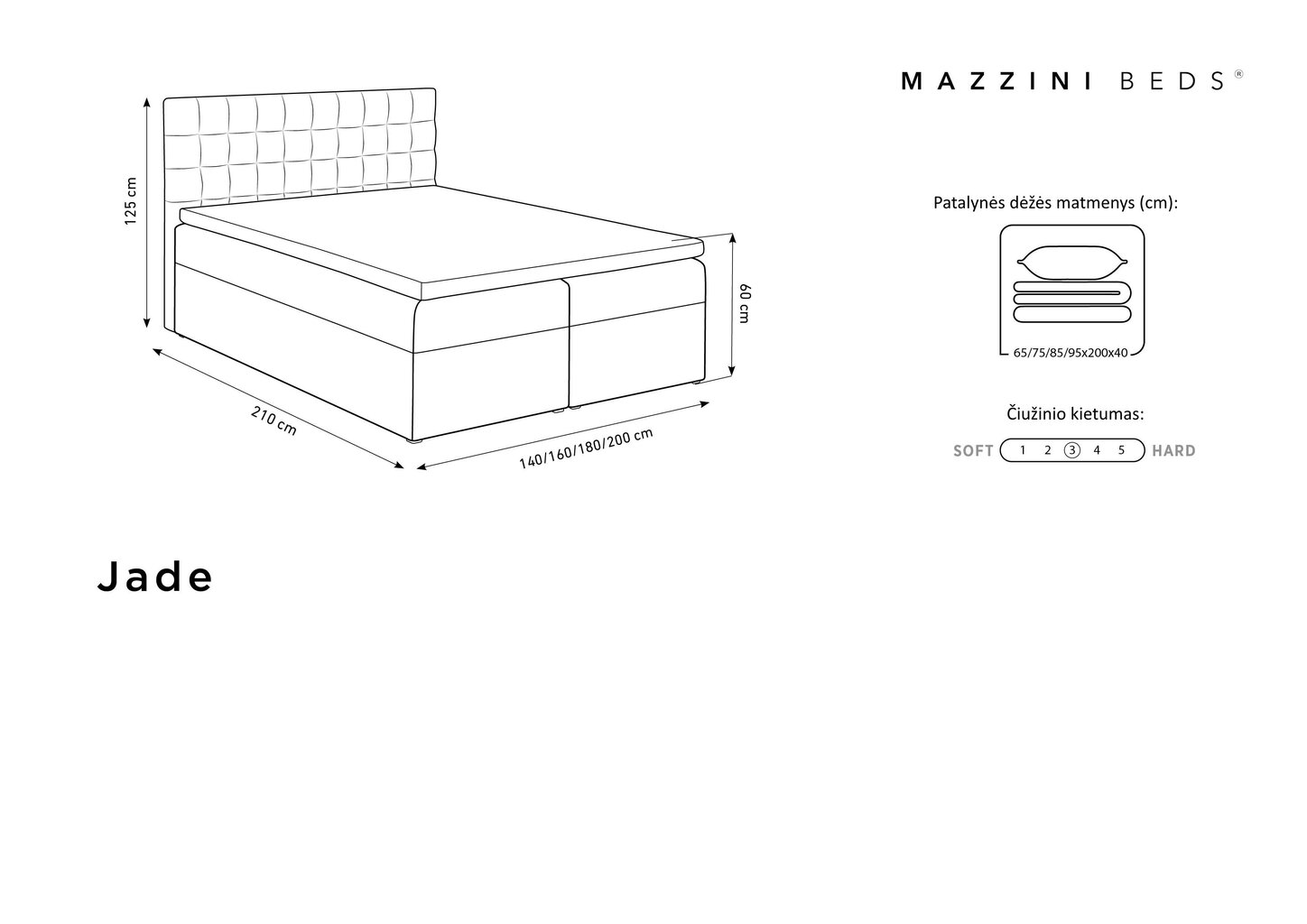 Lova Mazzini Beds Jade 200x200 cm, tamsiai pilka kaina ir informacija | Lovos | pigu.lt