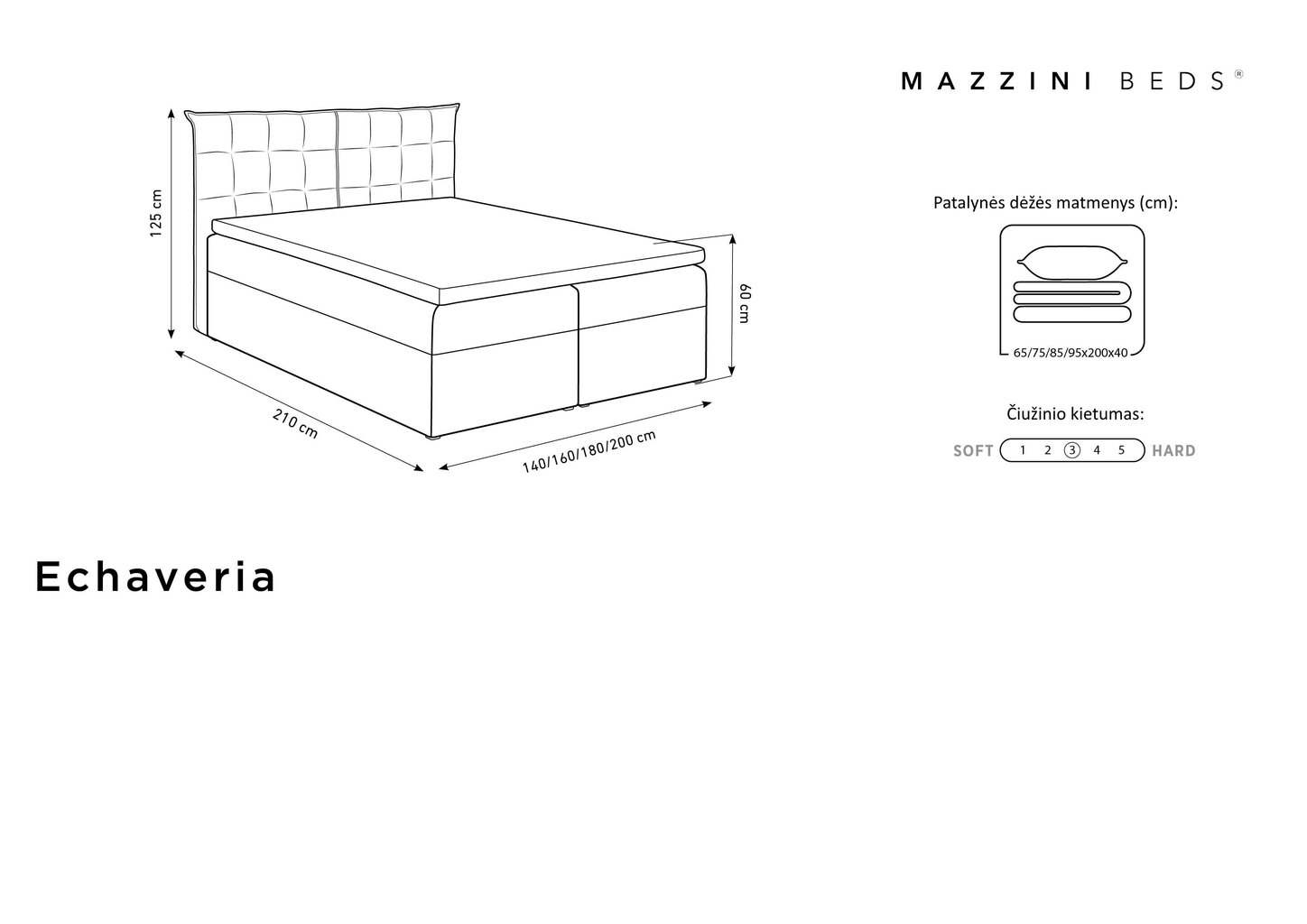 Lova Mazzini Beds Echaveria 200x200 cm, tamsiai pilka kaina ir informacija | Lovos | pigu.lt