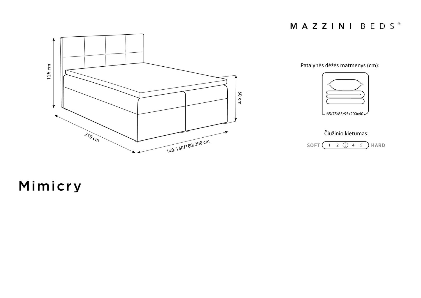 Lova Mazzini Beds Mimicry 200x200 cm, tamsiai mėlyna kaina ir informacija | Lovos | pigu.lt