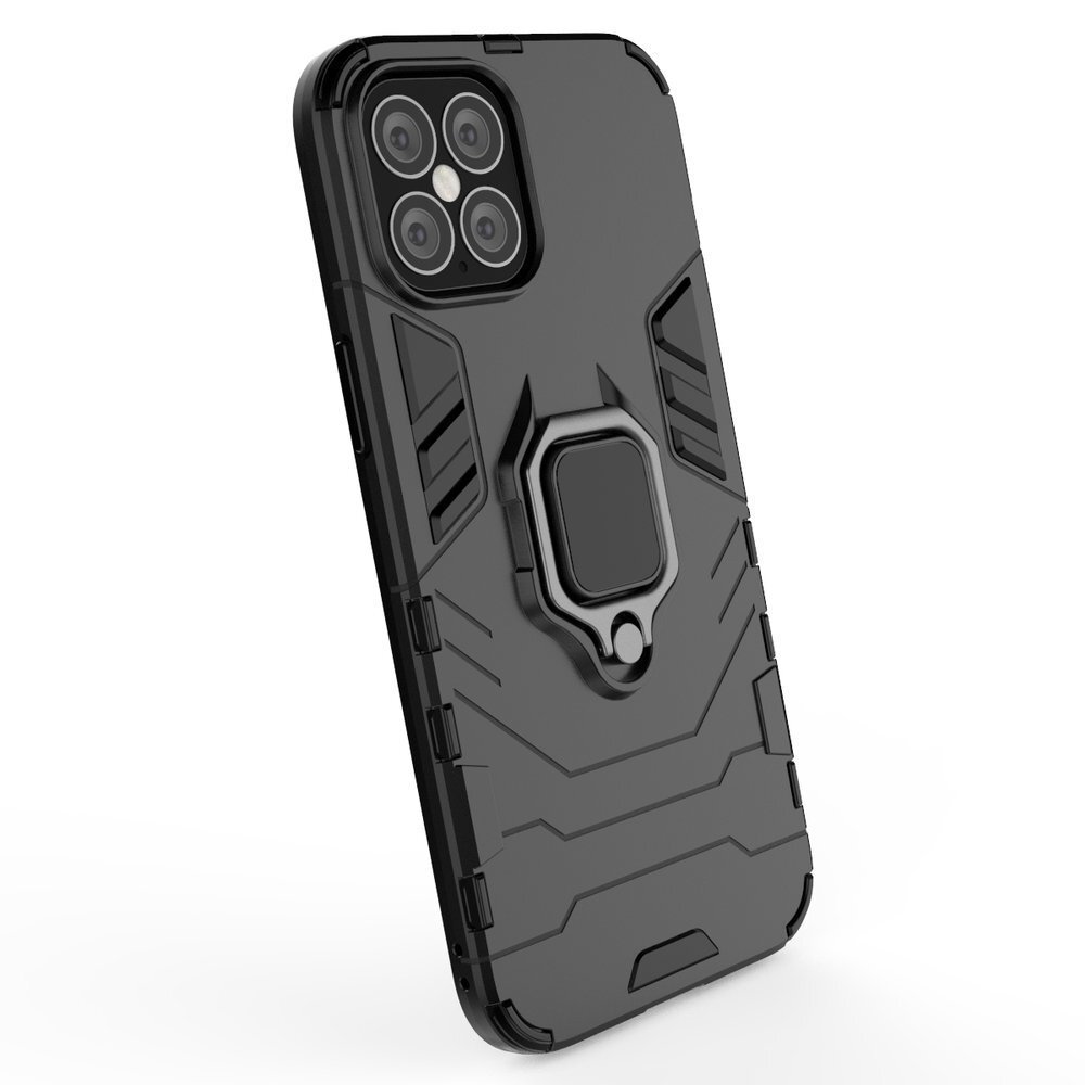 Ring Armor Case Kickstand Tough Rugged Cover, skirtas iPhone 12 Pro Max, juodas kaina ir informacija | Telefono dėklai | pigu.lt