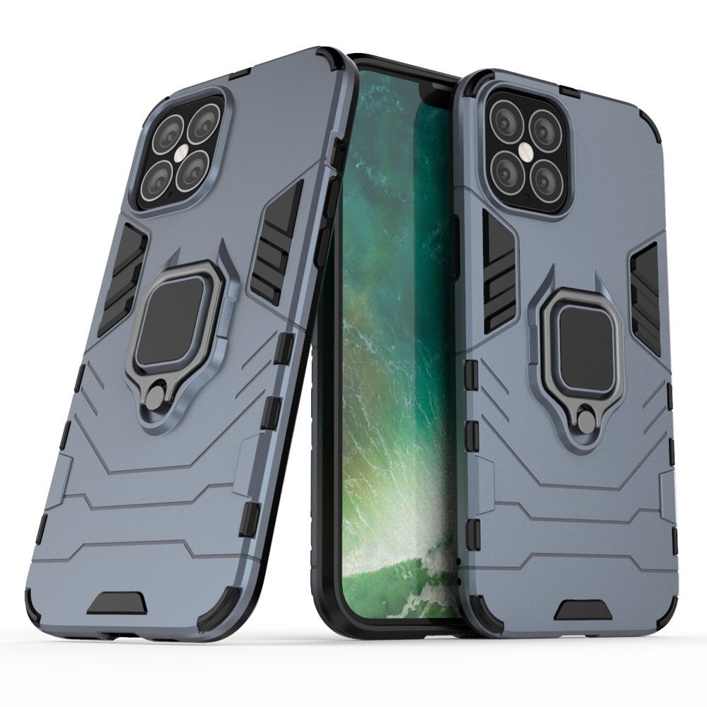 Ring Armor Case Kickstand Tough Rugged Cover, skirtas iPhone 12 Pro Max, mėlynas kaina ir informacija | Telefono dėklai | pigu.lt