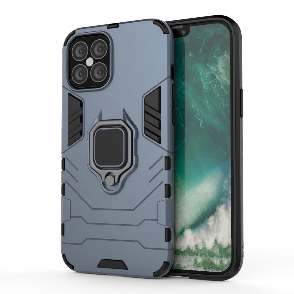 Ring Armor Case Kickstand Tough Rugged Cover, skirtas iPhone 12 Pro Max, mėlynas kaina ir informacija | Telefono dėklai | pigu.lt