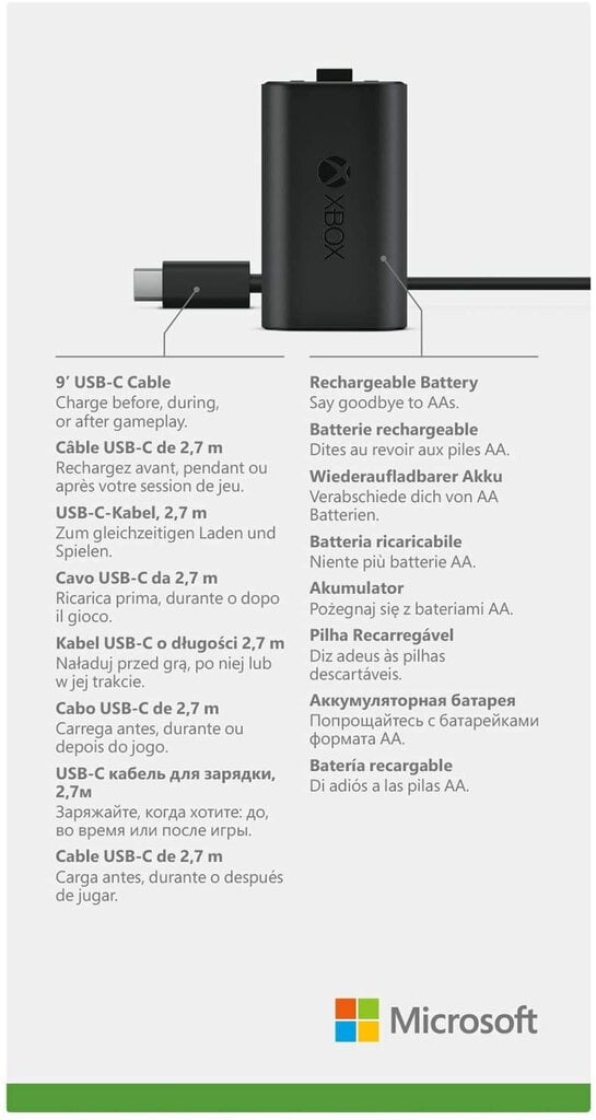 Microsoft XBOX Rechargeable Battery + USB-C Cable цена и информация | Žaidimų kompiuterių priedai | pigu.lt