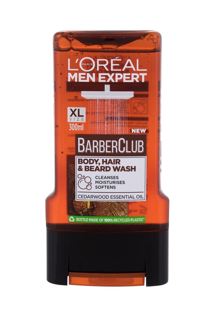 Kūno, plaukų ir barzdos prausiklis L´Oréal Men Expert Barber Club, 300 ml kaina ir informacija | Dušo želė, aliejai | pigu.lt