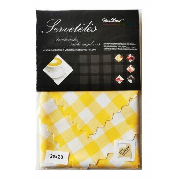 Atsparios dėmėms nesiglamžančios servetėlės RainBow® Teflon® DuPont paviršiumi 20x20 cm, 6 vnt., languotos geltonos kaina ir informacija | Staltiesės, servetėlės | pigu.lt