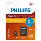 Philips MICROSDHC 16GB CLASS 10/UHS 1 + Adapter цена и информация | Atminties kortelės telefonams | pigu.lt