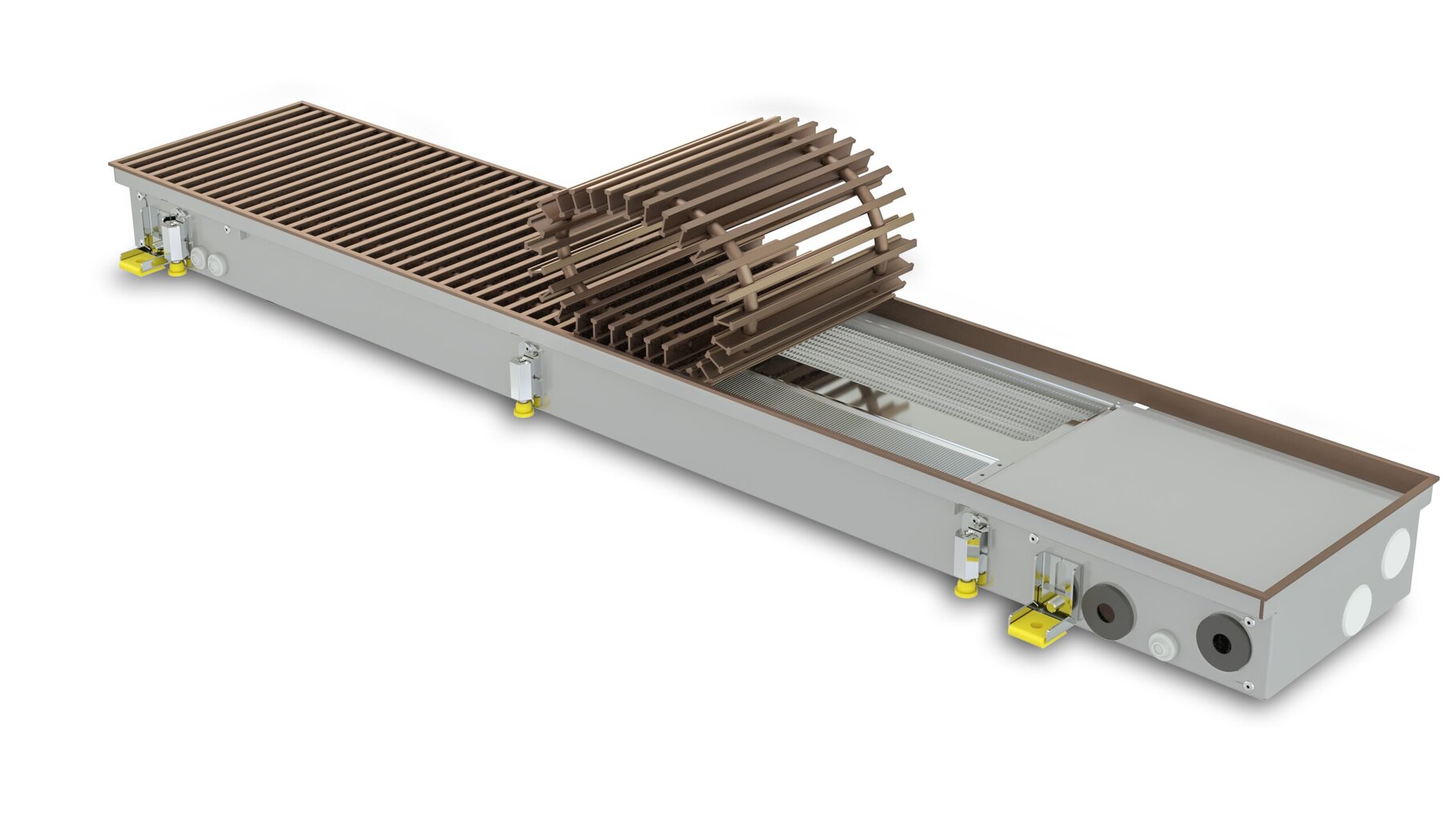 Įleidžiamas grindinis konvektorius su ventiliatoriumi KONVEKA FH4-H 165 AL10 su rudos spalvos aliuminio grotelėmis kaina ir informacija | Radiatoriai, konvektoriai | pigu.lt