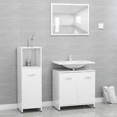 Vonios kambario baldų komplektas, 3 dalių, baltai blizgus kaina ir informacija | Vonios komplektai | pigu.lt