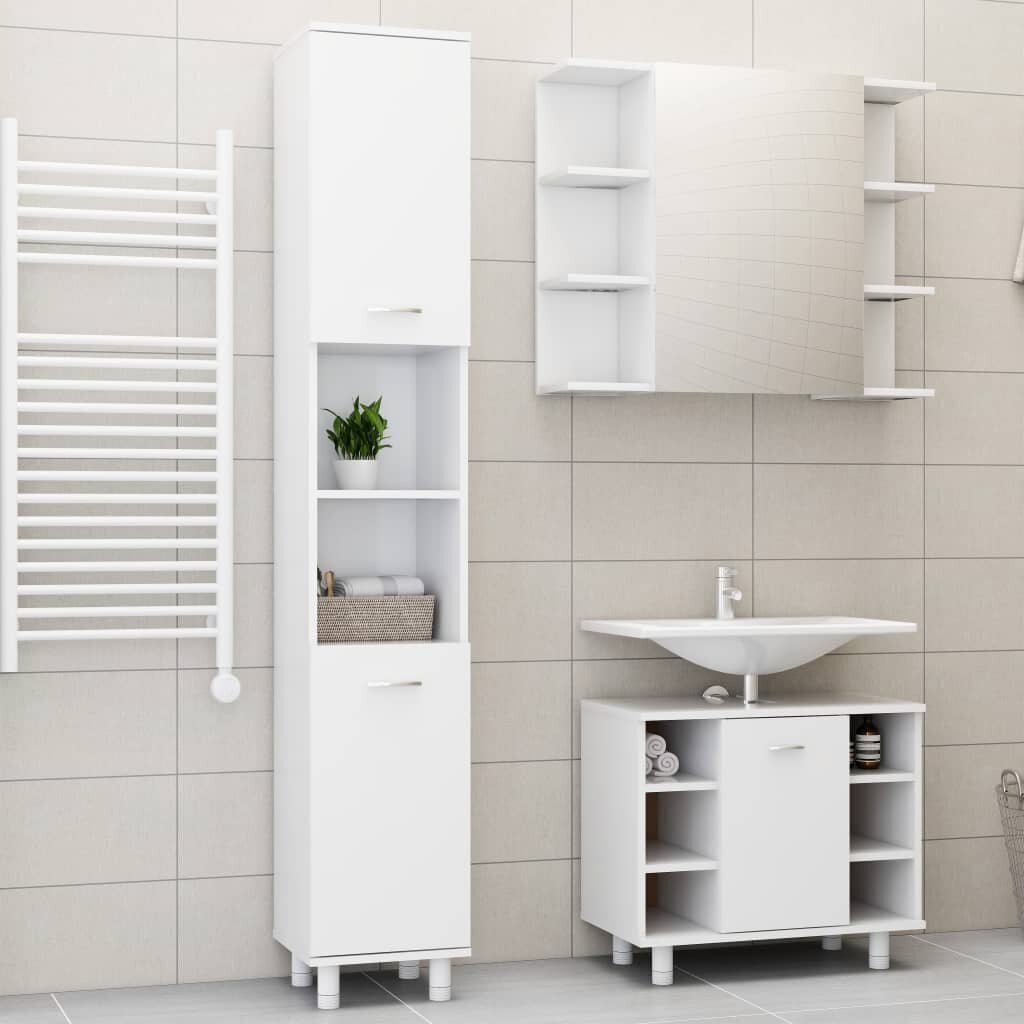 Vonios kambario baldų komplektas, 3 dalių, baltos spalvos цена и информация | Vonios komplektai | pigu.lt