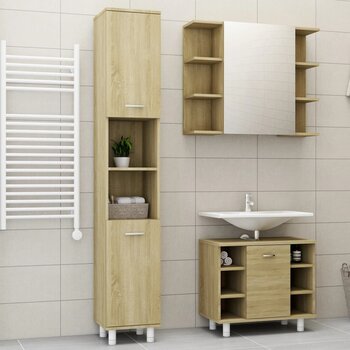 Комплект мебели для ванной vidaXL, 3 части, цвет дуб цена и информация | Комплекты в ванную | pigu.lt