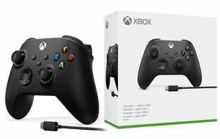 Xbox Wireless Controller-Black + USB C Cable kaina ir informacija | Žaidimų pultai  | pigu.lt