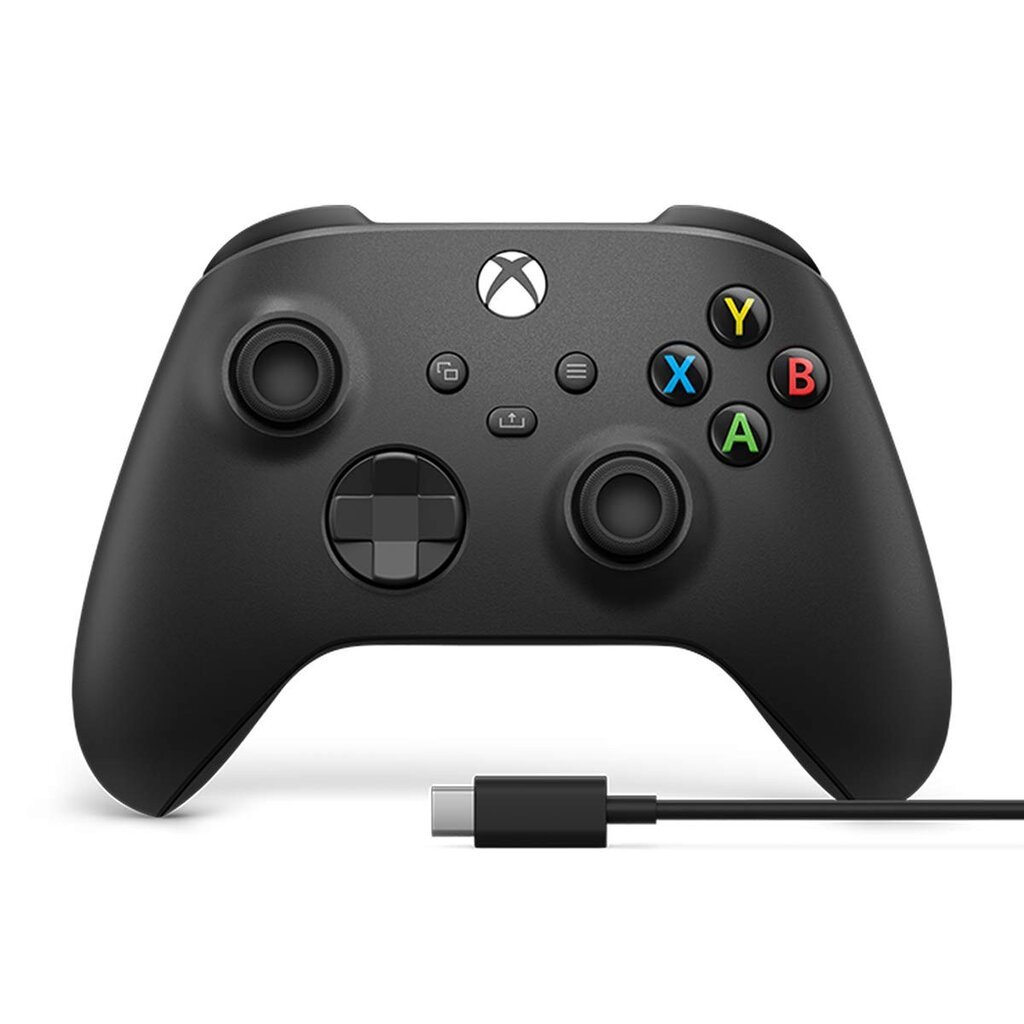 Xbox Wireless Controller Black + USB C laidas цена и информация | Žaidimų pultai  | pigu.lt