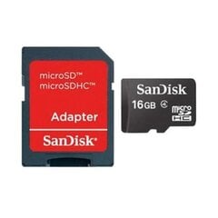 Карта памяти SANDISK 16GB microSDHC card with SD adapter цена и информация | Карты памяти для телефонов | pigu.lt