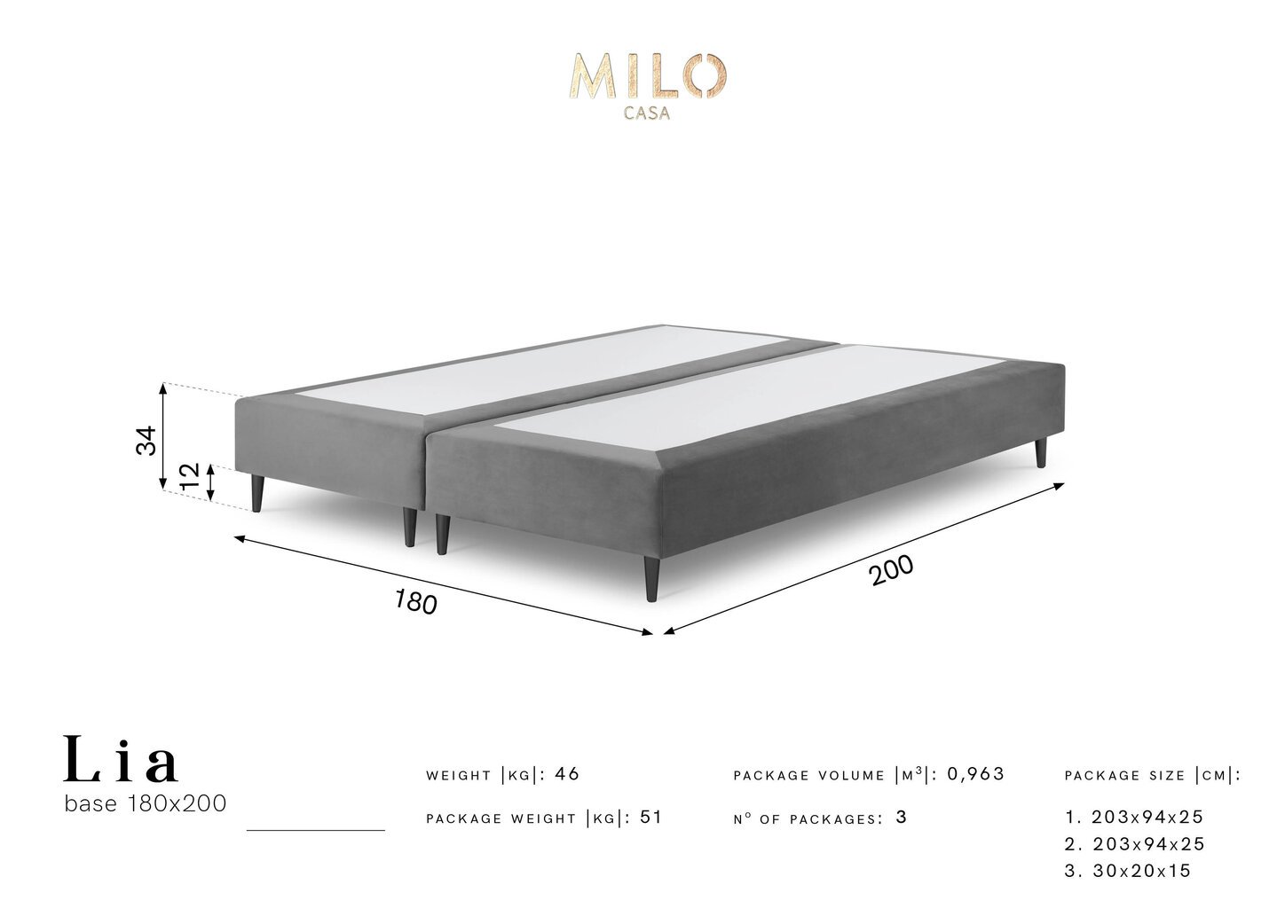 Kušetė Milo Casa Lia 180x200, žalia/juoda kaina ir informacija | Lovos | pigu.lt