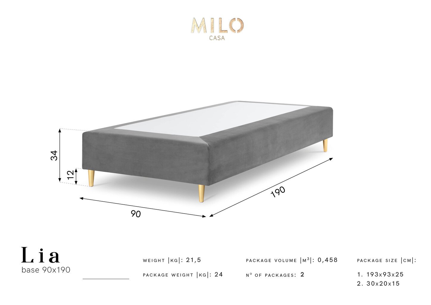 Kušetė Milo Casa Lia 90x190, žalia цена и информация | Lovos | pigu.lt