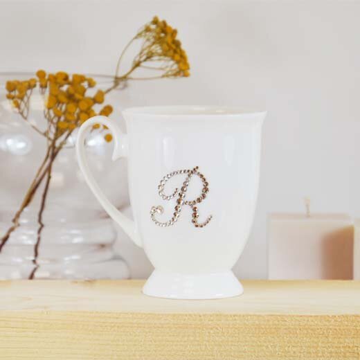 Porcelianinis puodelis raidė "R" kaina ir informacija | Originalūs puodeliai | pigu.lt