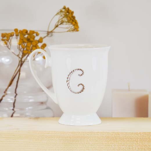 Porcelianinis puodelis raidė "C" цена и информация | Originalūs puodeliai | pigu.lt