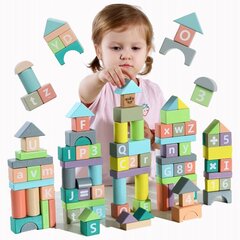 Деревянные блоки 90 шт. Tooky Toy цена и информация | Конструкторы и кубики | pigu.lt