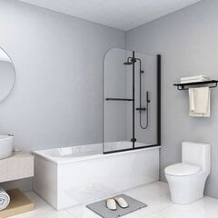 Sulankstomos dušo pertvaros, 2 dalių, juodos, 95x140cm, ESG kaina ir informacija | Dušo durys ir sienelės | pigu.lt